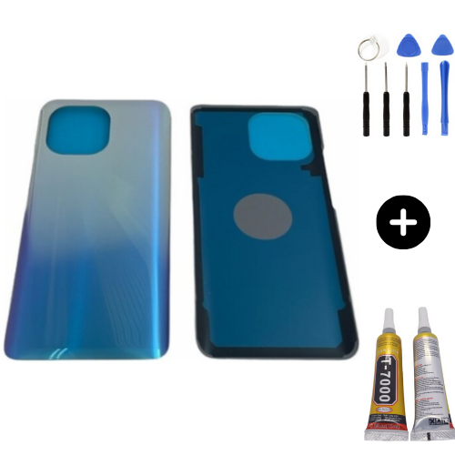 Xiaomi Mi 11 Uyumlu Arka Pil Kapağı Mavi + Montaj Seti