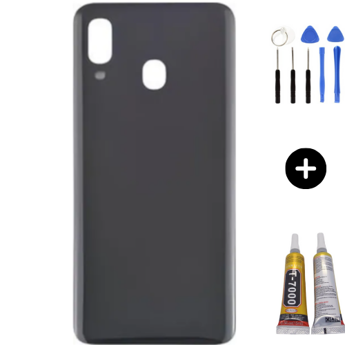 Samsung A40 SM-A405 Uyumlu Arka Pil Kapağı Siyah + Montaj Seti
