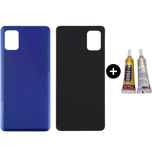 Samsung A41 SM-A415 Uyumlu Arka Pil Kapağı Mavi + B7000