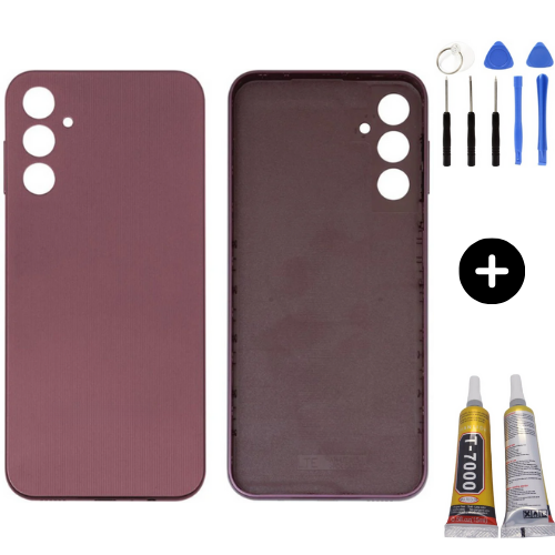 Samsung A14 SM-A145F Uyumlu Arka Pil Kapağı Mor + Montaj Seti