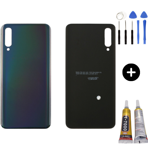Samsung A50 SM-A505 Uyumlu Arka Pil Kapağı Siyah + Montaj Seti