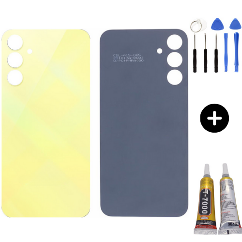 Samsung A15 SM-A155F Uyumlu Arka Pil Kapağı Sarı + Montaj Seti