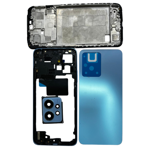 Redmi Note 12 4G Uyumlu Arka Kapak Kasa (Mavi) + Ekran Çıtası