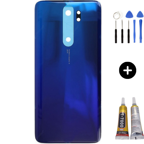 Redmi Note 8 Pro Uyumlu  Arka Pil Kapağı Mavi + Montaj Seti