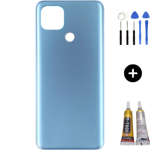 Oppo A15 Uyumlu Arka Pil Kapağı Mavi + Montaj Seti