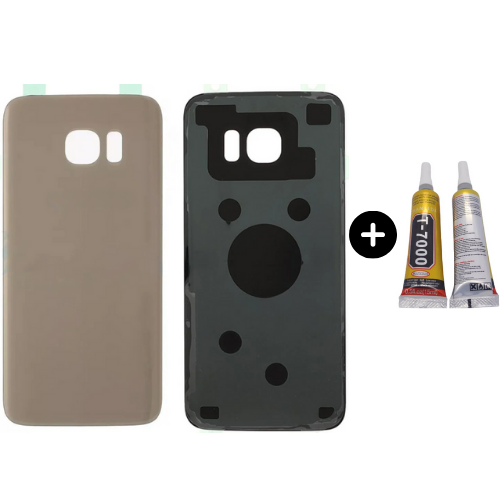 Samsung S7 Edge SM-G935 Uyumlu Arka Pil Kapağı Gold + B7000