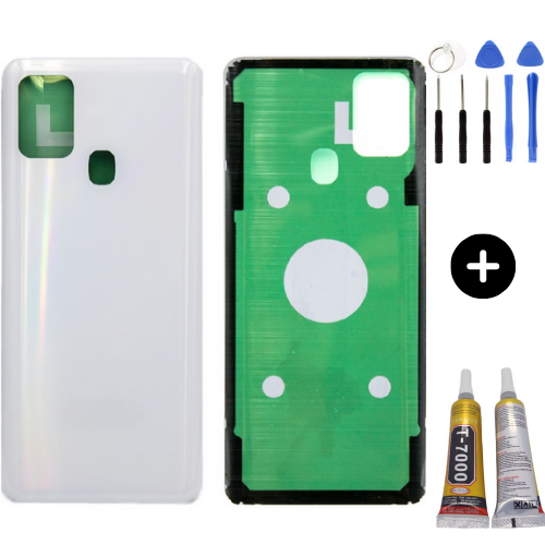 Samsung A21S SM-A217 Uyumlu Arka Pil Kapağı Beyaz + Montaj Seti