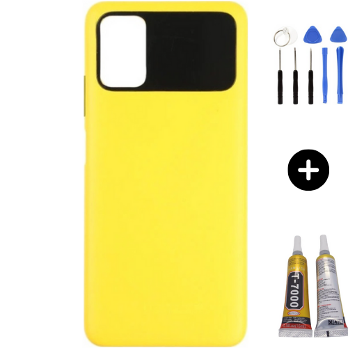 Xiaomi Poco Pocophone M3 Uyumlu Full Kasa Arka Pil Kapağı Sarı + Montaj Seti