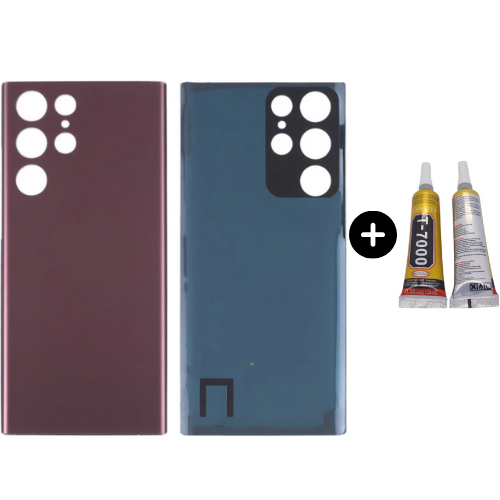 Samsung S22 Ultra SM-S908 Uyumlu Arka Pil Kapağı Bordo + B7000