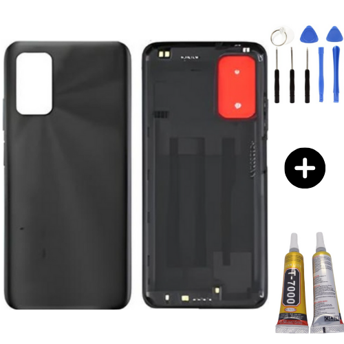 Redmi 9T Uyumlu Full Kasa Arka Pil Kapağı Siyah + Montaj Seti