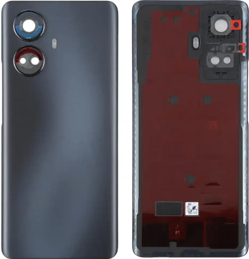 Realme 10 Pro Plus Uyumlu (Lensli) Arka Pil Kapağı Siyah 