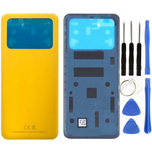 Xiaomi Poco Pocophone M4 Pro Uyumlu Arka Pil Kapağı Sarı + Tamir Seti