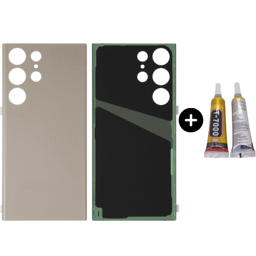 Samsung S23 Ultra SM-S918 Uyumlu Arka Pil Kapağı Krem + B7000