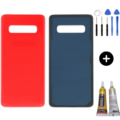 Samsung S10 SM-G973f Uyumlu Arka Pil Kapağı Kırmızı + Montaj Seti