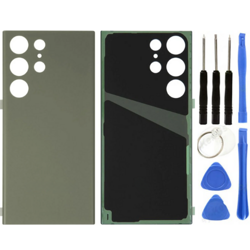 Samsung S23 Ultra SM-S918 Uyumlu Arka Pil Kapağı Yeşil + Tamir Seti
