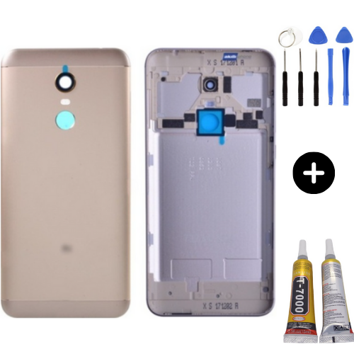 Redmi 5 Plus Uyumlu Full Kasa Arka Pil Kapağı Gold + Montaj Seti