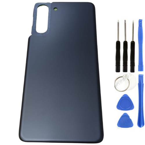 Samsung S21 SM-G991 Uyumlu Arka Pil Kapağı Siyah + Tamir Seti