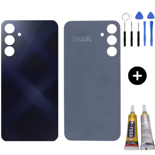 Samsung A15 SM-A155F Uyumlu Arka Pil Kapağı Siyah + Montaj Seti