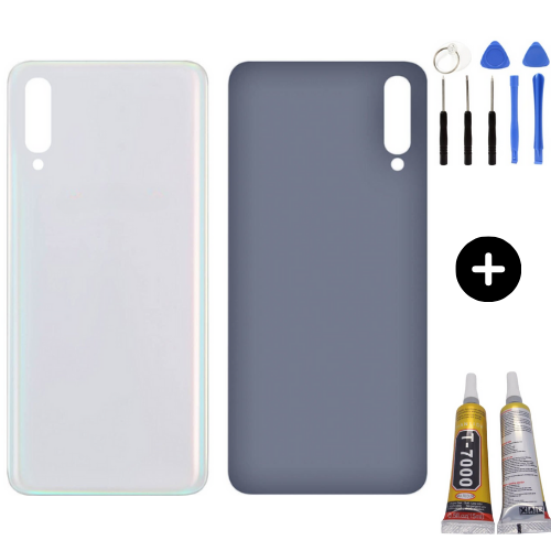 Samsung A50 SM-A505 Uyumlu Arka Pil Kapağı Beyaz + Montaj Seti