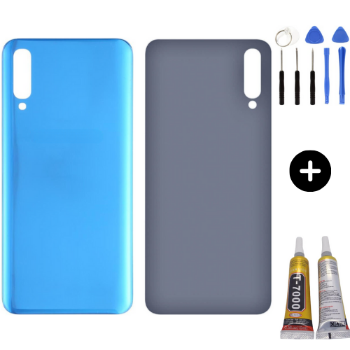 Samsung A50 SM-A505 Uyumlu Arka Pil Kapağı Mavi + Montaj Seti