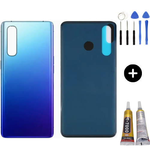 Oppo Reno 3 Pro Uyumlu Arka Pil Kapağı Mavi + Montaj Seti