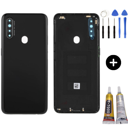 Oppo A31 Uyumlu (Lensli) Full Kasa Arka Kapak Siyah + Montaj Seti