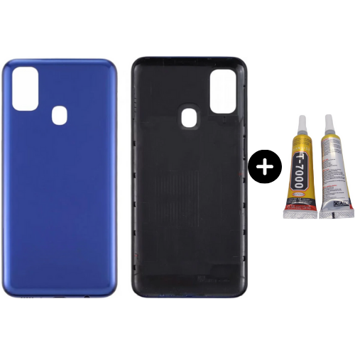 Samsung M21 SM-M215 Uyumlu Arka Pil Kapağı Mavi + B7000