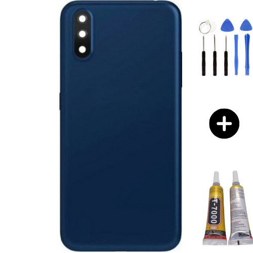 Samsung A01 SM-A015F Uyumlu Arka Pil Kapağı Mavi + Montaj Seti