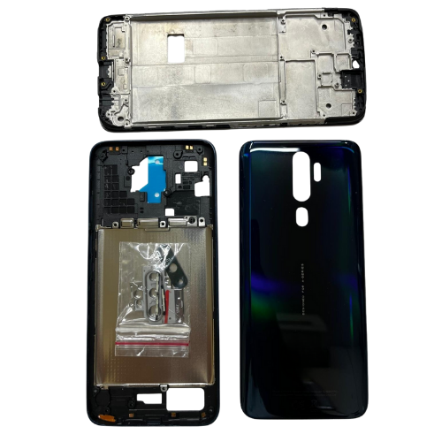 Oppo A5 2020 Uyumlu Arka Kapak Kasa (Mavi) + Ekran Çıtası