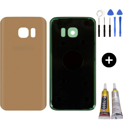 Samsung S7 SM-G930 Uyumlu Arka Pil Kapağı Gold + Montaj Seti