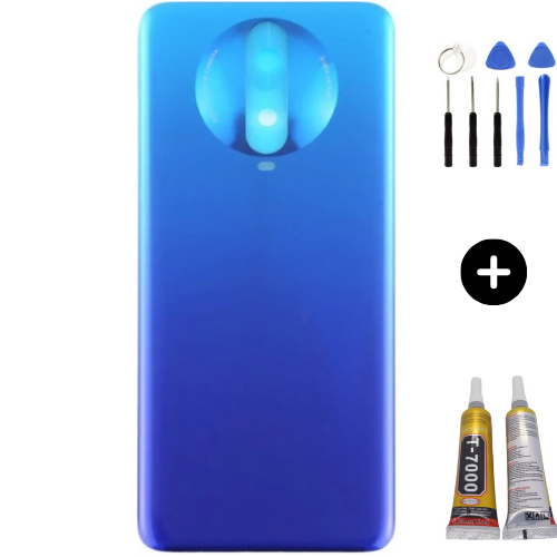 Redmi K30 Uyumlu Arka Pil Kapağı Mavi + Montaj Seti