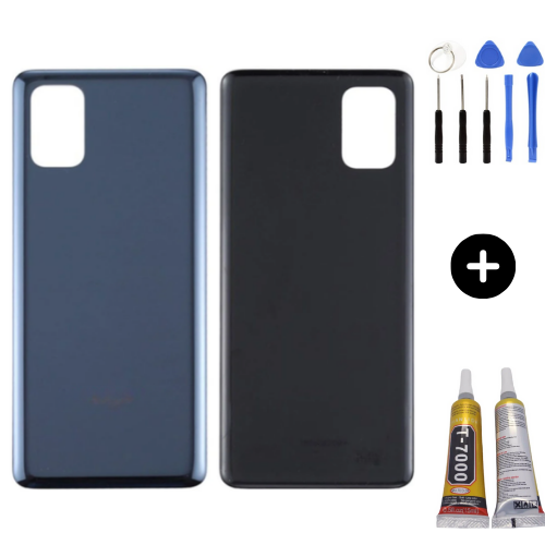 Samsung M51 SM-M515F Uyumlu Arka Pil Kapağı Siyah + Montaj Seti