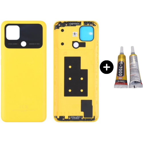 Xiaomi Poco Pocophone C40 Uyumlu Full Kasa Arka Pil Kapağı Sarı + B7000