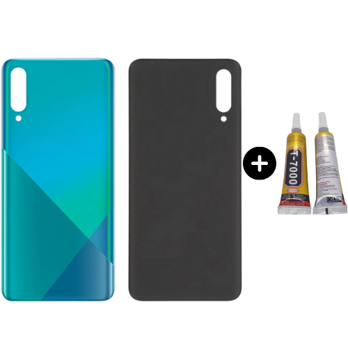Samsung A30S SM-A307 Uyumlu Arka Pil Kapağı Mavi + B7000