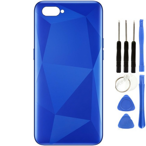 Realme C2 Uyumlu Full Kasa Arka Pil Kapağı Mavi + Tamir Seti
