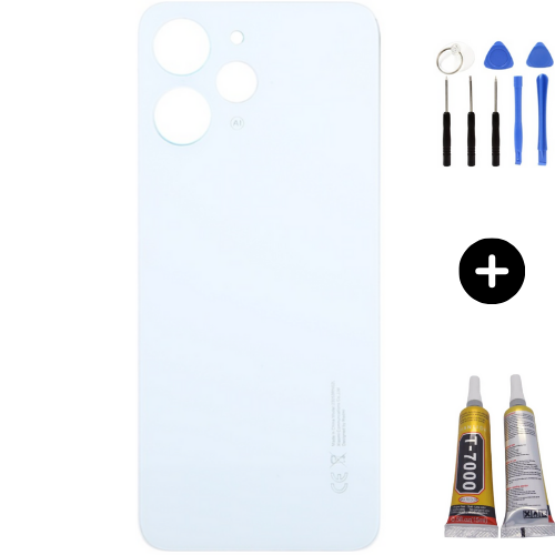 Redmi 12 Uyumlu Arka Pil Kapağı Beyaz + Montaj Seti