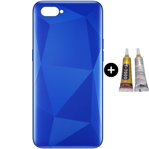 Realme C2 Uyumlu Full Kasa Arka Pil Kapağı Mavi + B7000