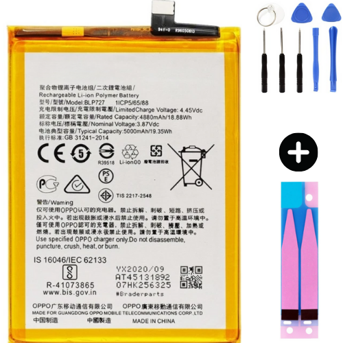 Oppo A5 2020 Uyumlu Güçlendirilmiş İthal Pil + Montaj Seti