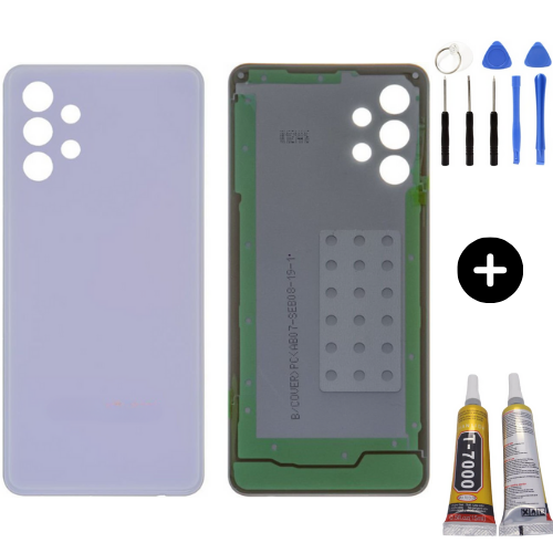 Samsung A32 SM-A325 Uyumlu Arka Pil Kapağı Mor + Montaj Seti