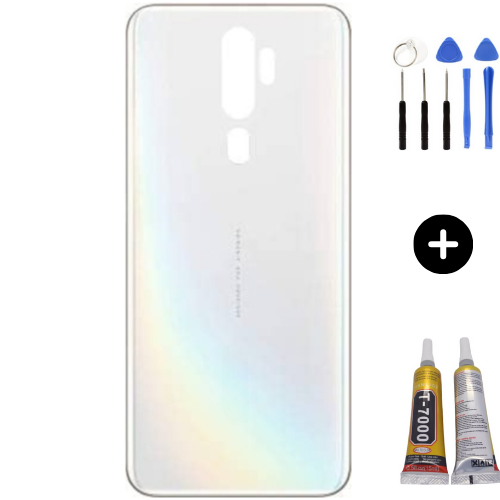 Oppo A5 2020 Uyumlu Arka Pil Kapağı Beyaz + Montaj Seti