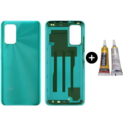 Redmi 9T Uyumlu Full Kasa Arka Pil Kapağı Yeşil + B7000