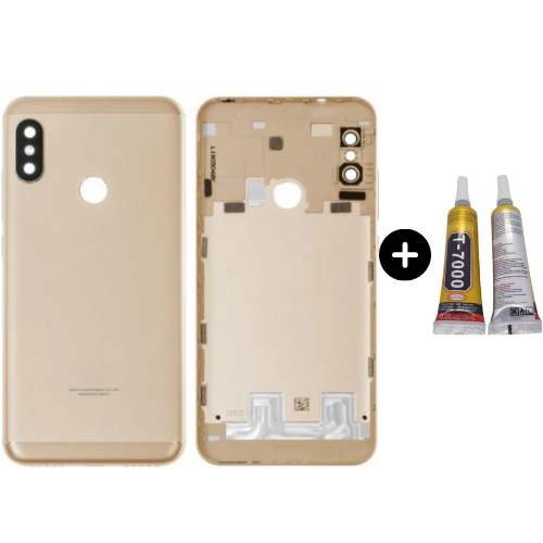 Xiaomi Mi A2 Uyumlu Full Kasa Arka Pil Kapağı Gold + B7000