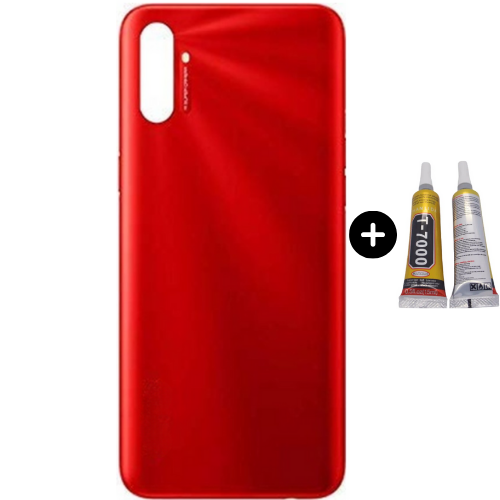 Realme C3 Uyumlu Full Kasa Arka Pil Kapağı Kırmızı + B7000