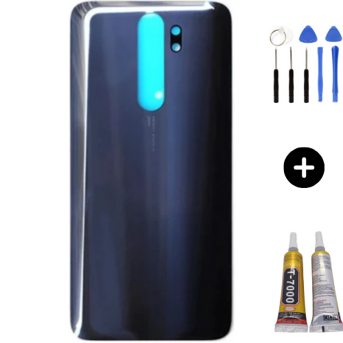 Redmi Note 8 Pro Uyumlu  Arka Pil Kapağı Siyah + Montaj Seti
