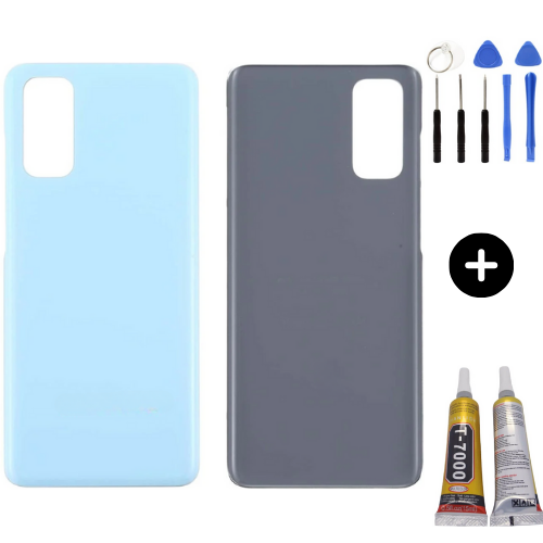 Samsung S20 SM-G981 Uyumlu Arka Pil Kapağı Mavi + Montaj Seti