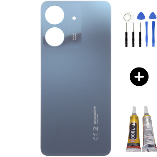 Redmi 13C Uyumlu Arka Pil Kapağı Mavi + Montaj Seti