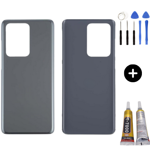 Samsung S20 Ultra SM-G988 Uyumlu Arka Pil Kapağı Gri + Montaj Seti