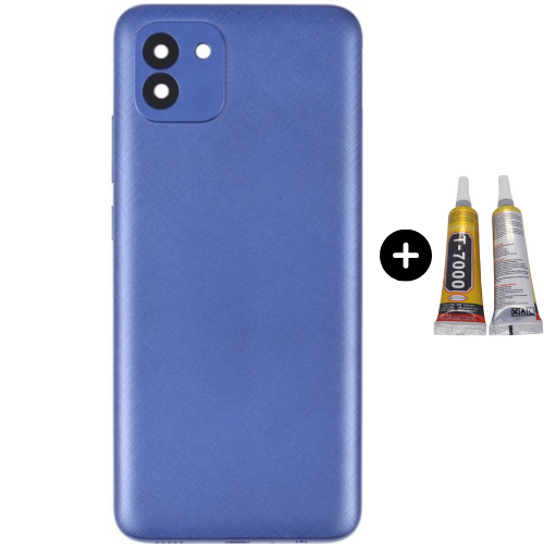 Samsung A03 SM-A035F Uyumlu Arka Pil Kapağı Mavi + B7000