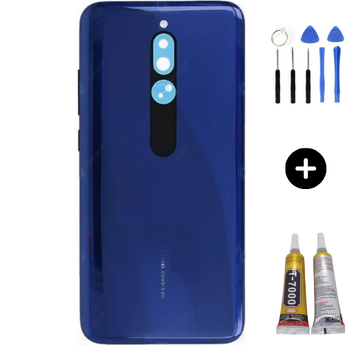 Redmi 8 Uyumlu Full Kasa Arka Pil Kapağı Mavi + Montaj Seti