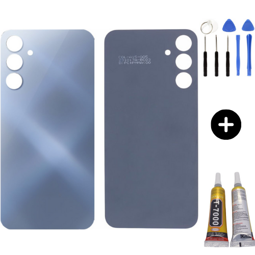 Samsung A15 SM-A155F Uyumlu Arka Pil Kapağı Mavi + Montaj Seti